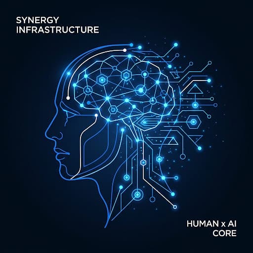 Human and AI synergy abstract visual
